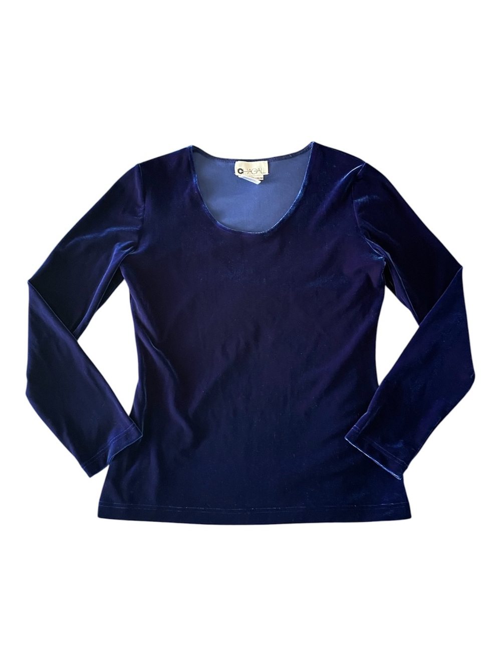 Vintage 90s Chagall blue velvet long sleeve Practical Magic style top
